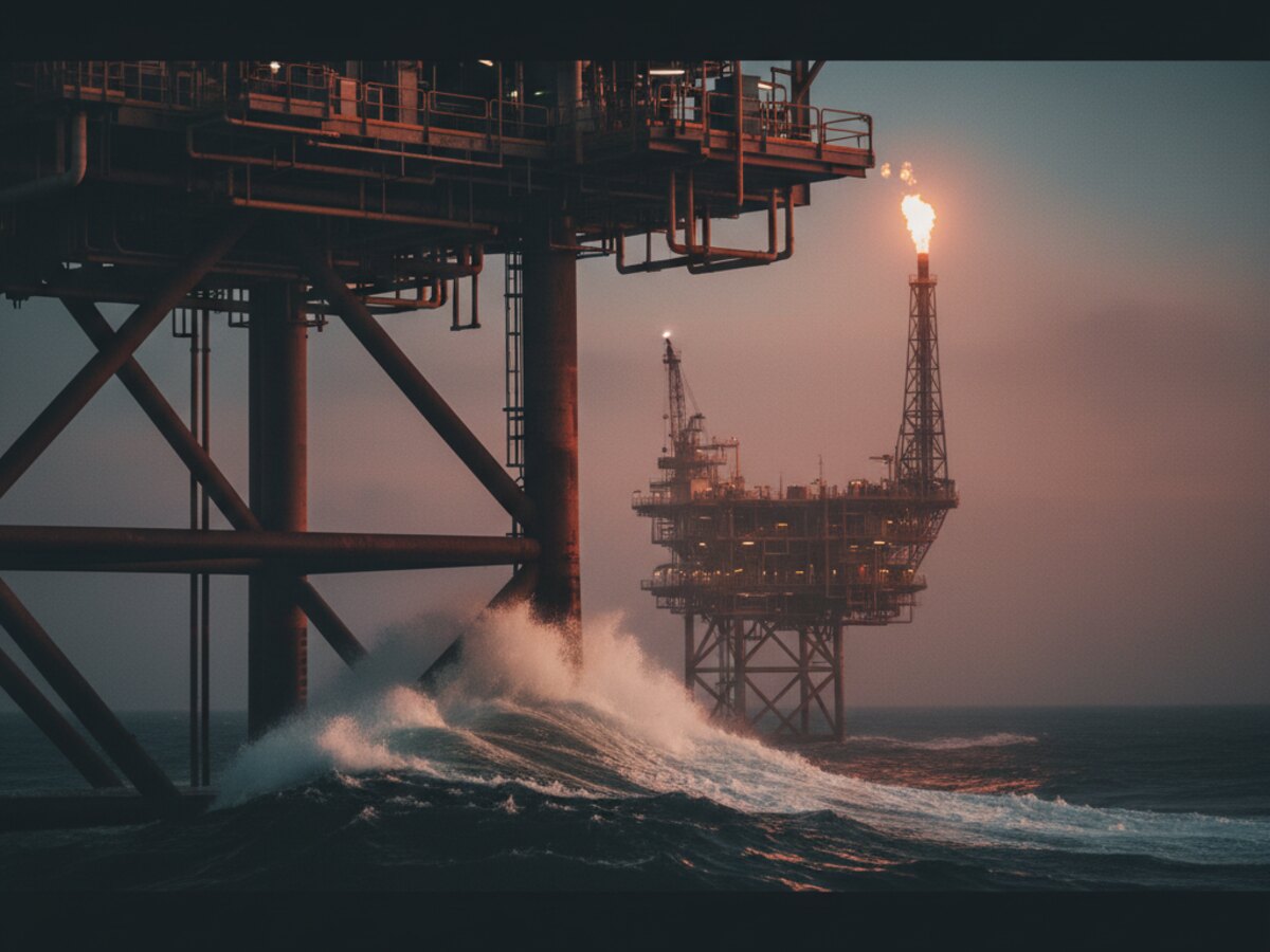 Plataforma offshore ao entardecer